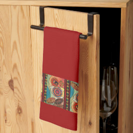 Red Ethiopian Traditonal Art Kitchen Towel Kökshandduk