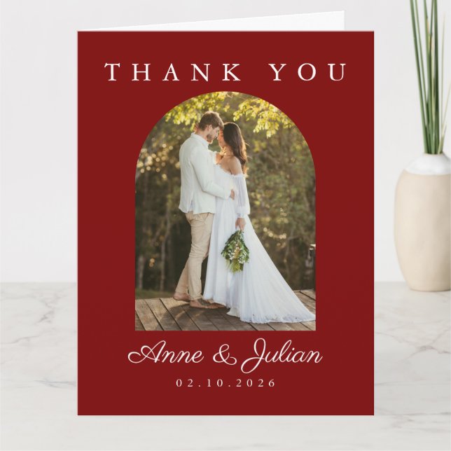 Red Eucalypthus Thank You Card W/ 2 photos Tack Kort (Framsida)