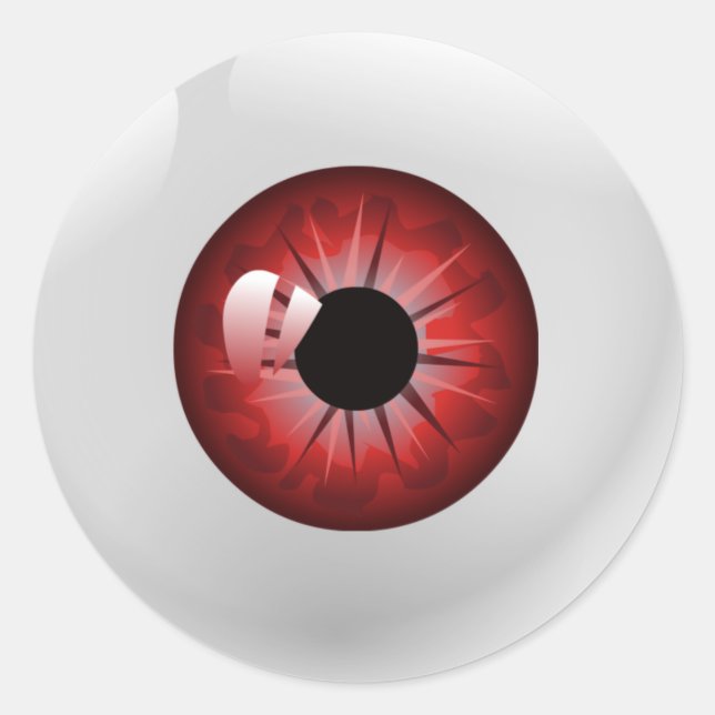 Red Eyeball Halloween Stickers Runt Klistermärke (Framsida)