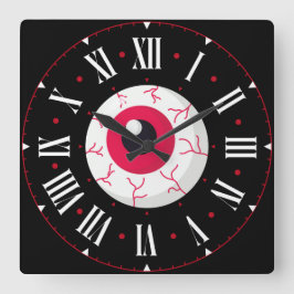 Red Eyeball Inside Roman Numerals Fyrkantig Klocka