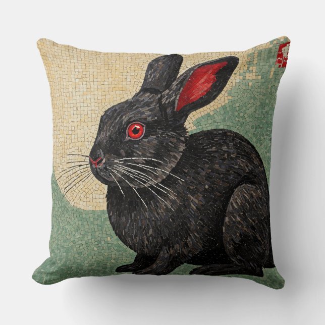 Red-Eyed Black Rabbit Kudde (Framsida)