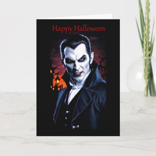 Red Eyed Dracula Halloween Card Kort (Framsida)