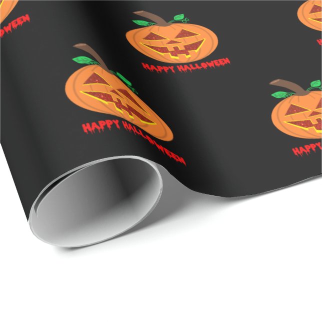 Red Eyed Happy halloween Pumpkin Wrapping Papper Presentpapper (Rullad Hörn)