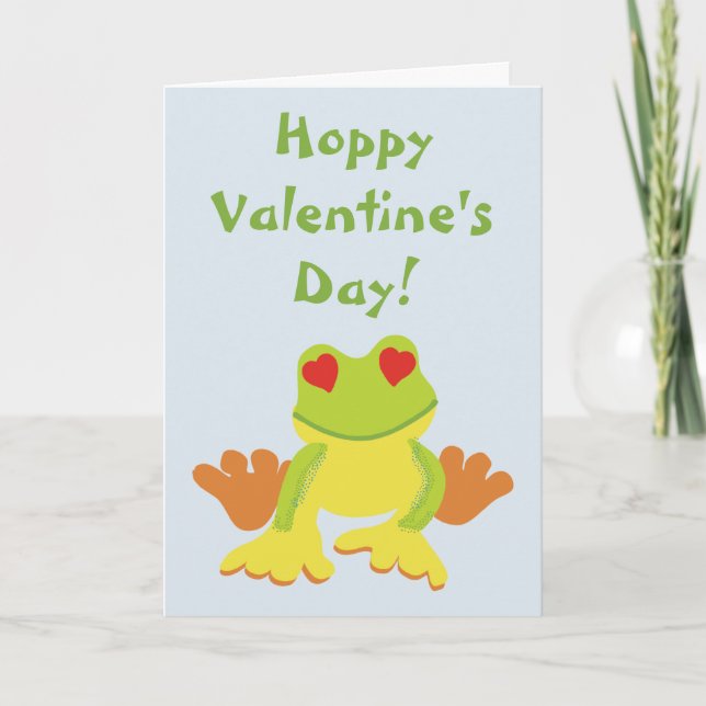 Red Eyed Träd Frog Hoppy Valentines dag Kort (Framsida)