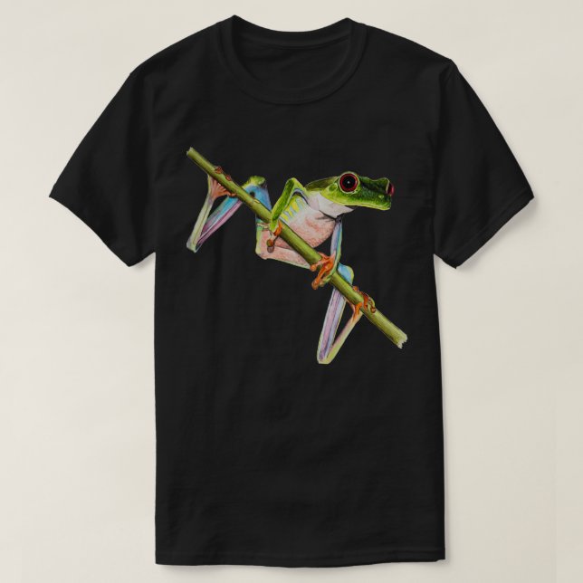 Red Eyed Träd Frog Illustration T Shirt (Design framsida)