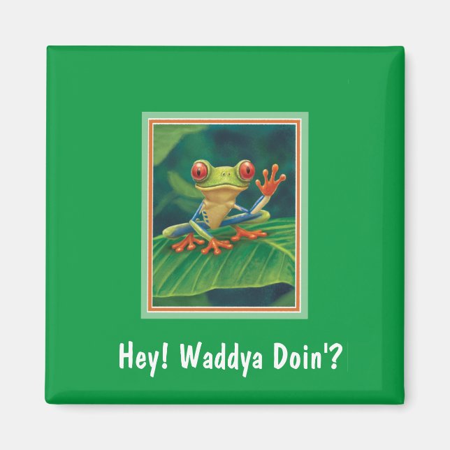 Red Eyed Träd Frog Magnet (Framsidan)