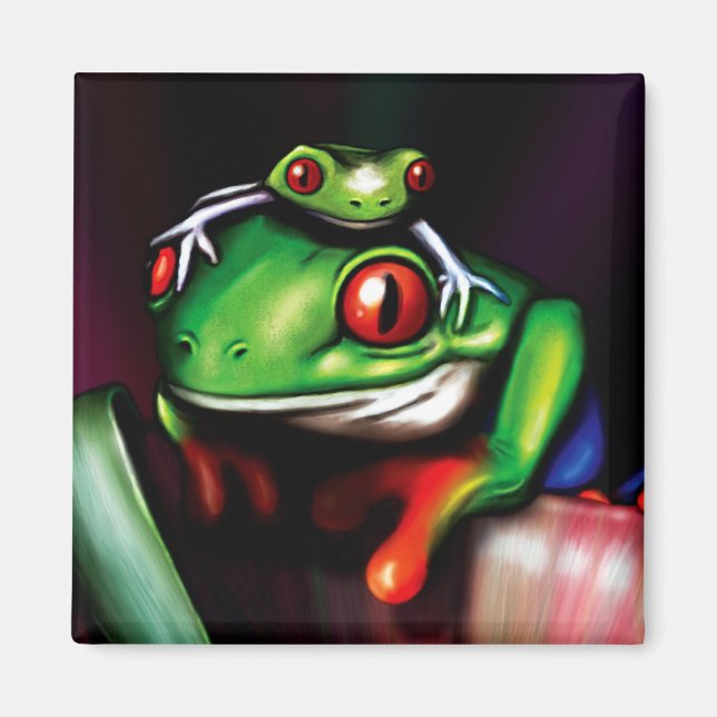 Red Eyed Träd Frog Magnet (Framsidan)