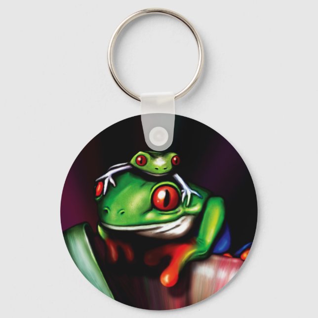Red Eyed Träd Frog Nyckelring (Framsida)
