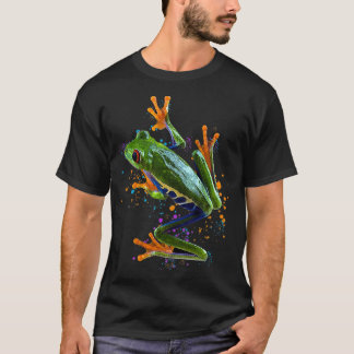 Red Eyed Träd Frog Watercolor Frog Keeper Frog Flä T Shirt