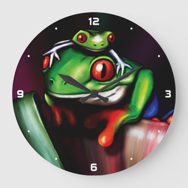 Red Eyed Träd Frogs Stor Klocka (Framsida)