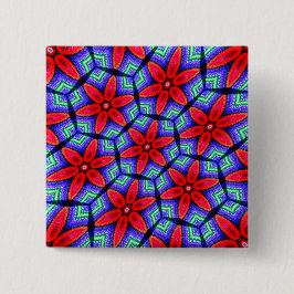 Red Fabrics Flowers Mönster Knapp