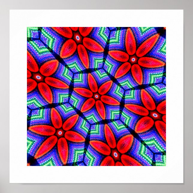 Red Fabrics Flowers Mönster Poster (Framsidan)