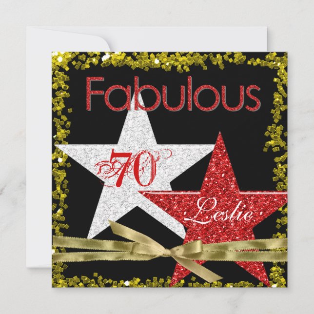 RED FABULOUS 70 födelsedagsinbjudan Inbjudningar (Framsida)