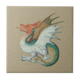 Red-Faced Dragon Small Ceramic Tile Kakelplatta