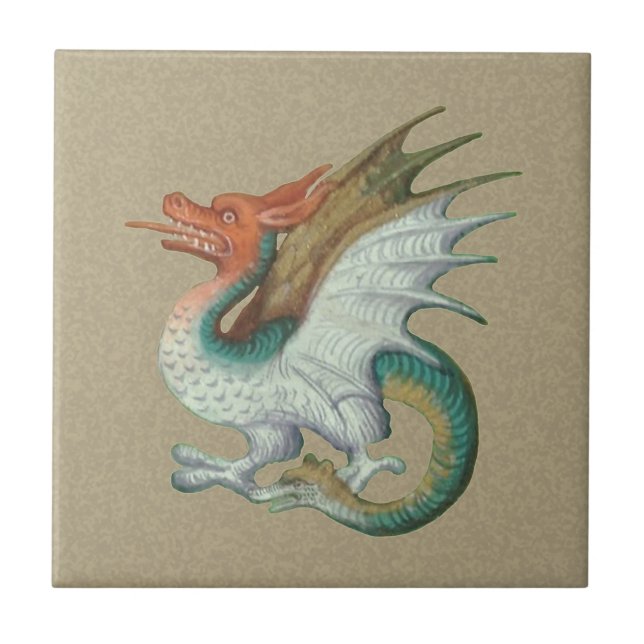 Red-Faced Dragon Small Ceramic Tile Kakelplatta (Framsidan)