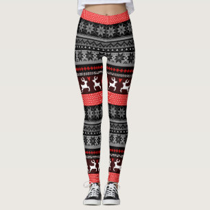 Red Fair Isle Mönster Leggings