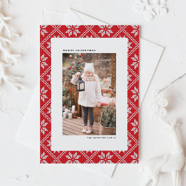 Red Fair Isle Sticka Mönster Photo jul Helg Vykort