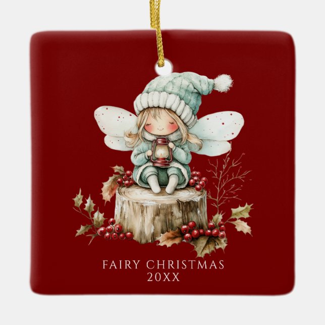 Red Fairy God jul Julgransprydnad Keramik (Framsida)