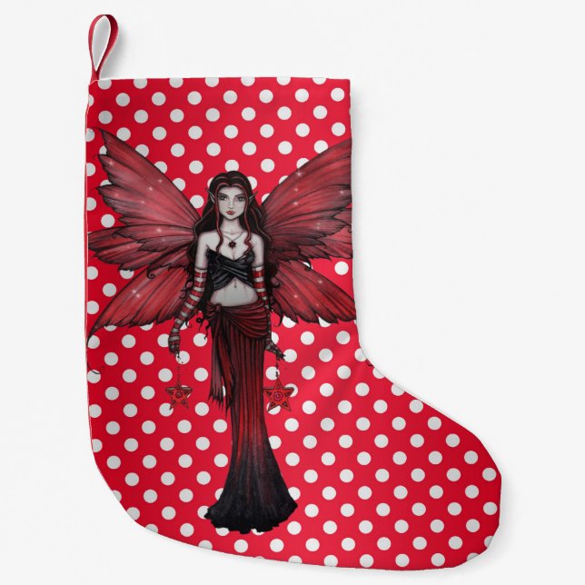 Red Fairy on Polka dots-julklapp Liten Julstrumpa (Framsidan)