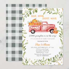 Red Fall Pumpkin Lastbil Drive by Baby Shower Inbjudningar
