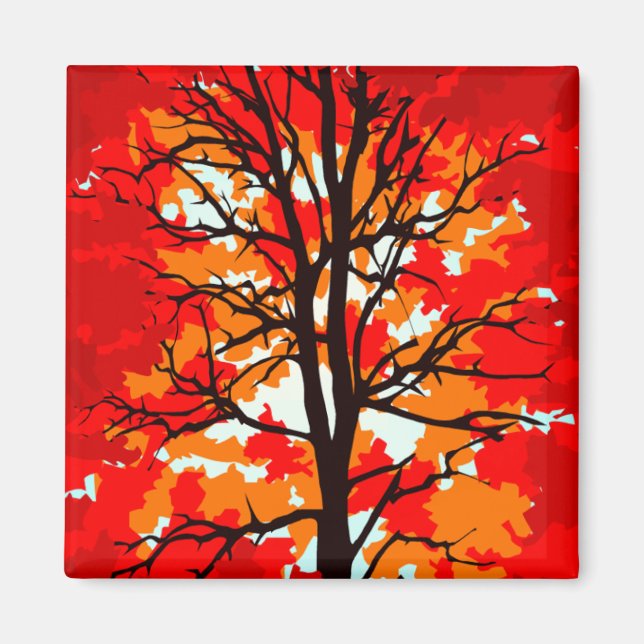 Red Fall Träd Magnet (Framsidan)