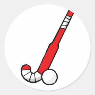 Red Fält Hockey Stick Runt Klistermärke