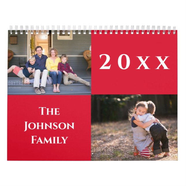 Red Family Photo Calendar 20xx Kalender (Omslag)
