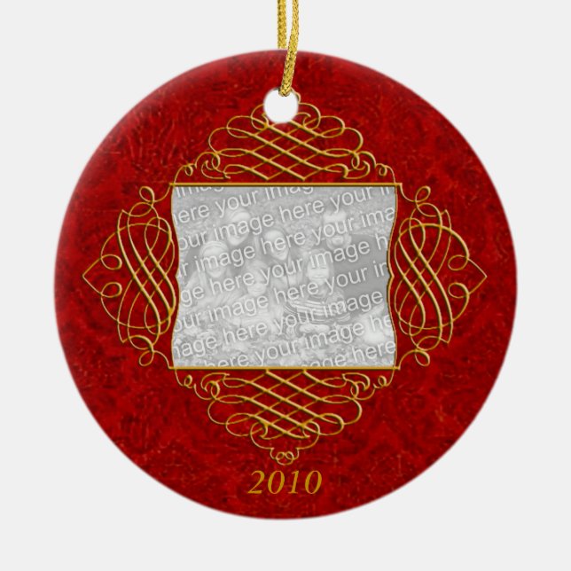 Red Family Photo Ornament (Framsidan)
