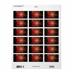Red Fansy fractal Blommor Adressetikett