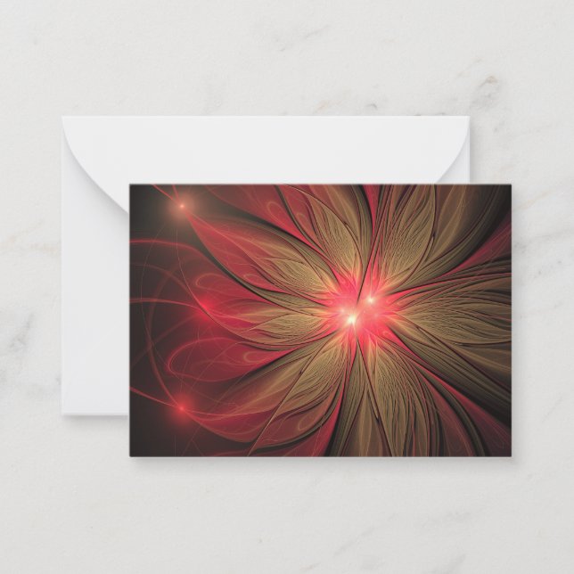 Red Fansy fractal Blommor Anteckningskort (Framsida)
