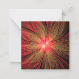 Red Fansy fractal Blommor Anteckningskort
