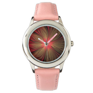 Red Fansy fractal Blommor Armbandsur