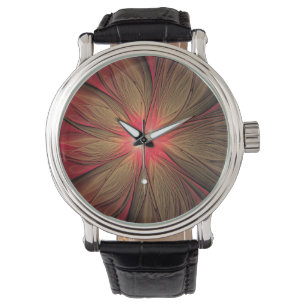 Red Fansy fractal Blommor Armbandsur