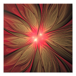 Red Fansy fractal Blommor Fototryck