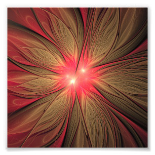 Red Fansy fractal Blommor Fototryck