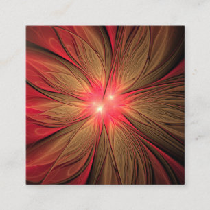 Red Fansy fractal Blommor Fyrkantigt Visitkort