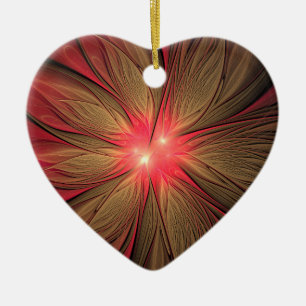 Red Fansy fractal Blommor Julgransprydnad Keramik
