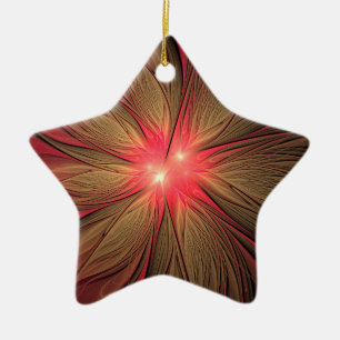 Red Fansy fractal Blommor Julgransprydnad Keramik