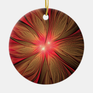 Red Fansy fractal Blommor Julgransprydnad Keramik