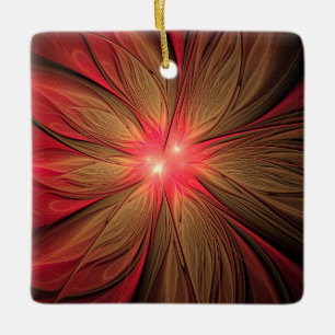 Red Fansy fractal Blommor Julgransprydnad Keramik