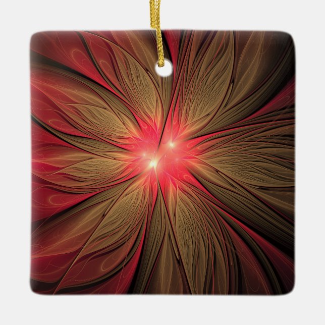 Red Fansy fractal Blommor Julgransprydnad Keramik (Framsida)
