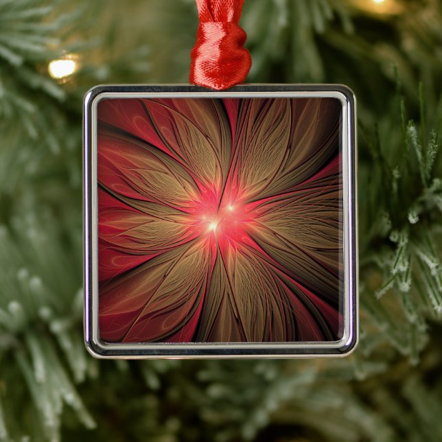 Red Fansy fractal Blommor Julgransprydnad Metall (Träd)