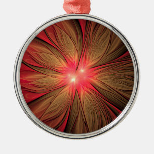 Red Fansy fractal Blommor Julgransprydnad Metall