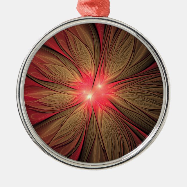 Red Fansy fractal Blommor Julgransprydnad Metall (Framsidan)
