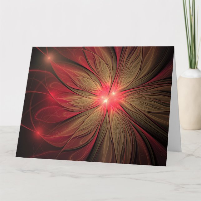 Red Fansy fractal Blommor Kort (Framsida)