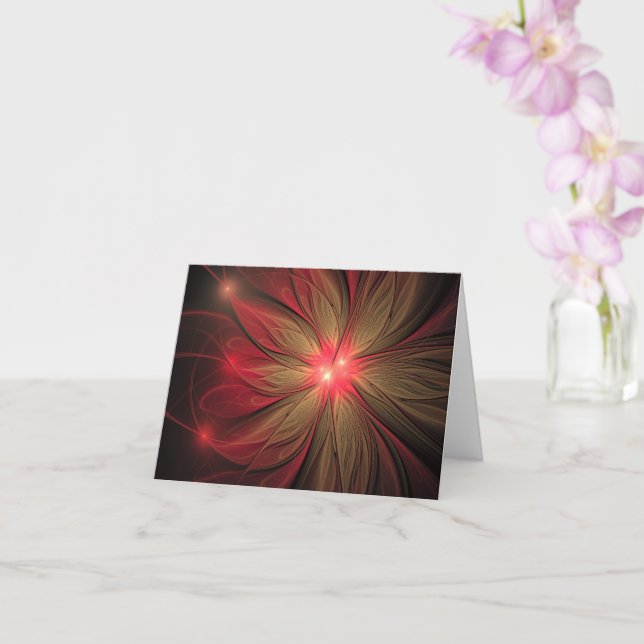Red Fansy fractal Blommor Kort (Orkide)