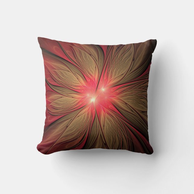 Red Fansy fractal Blommor Kudde (Framsida)