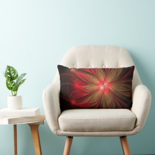 Red Fansy fractal Blommor Lumbarkudde