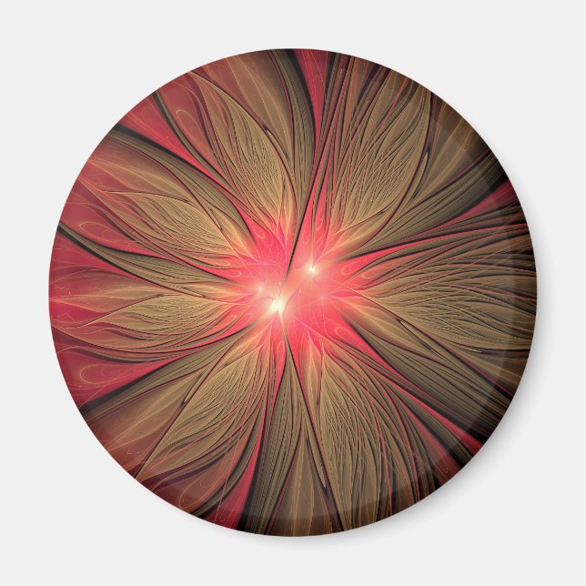 Red Fansy fractal Blommor Magnet (Framsidan)