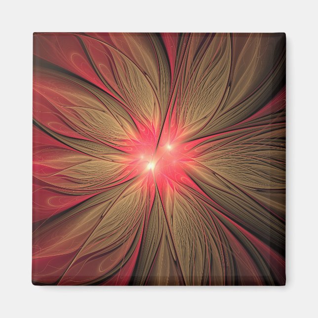 Red Fansy fractal Blommor Magnet (Framsidan)